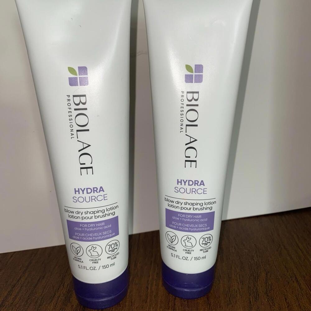 New (2) Biolage Hydra Source Blow Dry Shaping Lotion/Dry Hair 5.1 oz